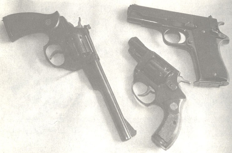 Armas de fuego cortas, entre las que está una similar a la poseída ilícitamente por Livraga.